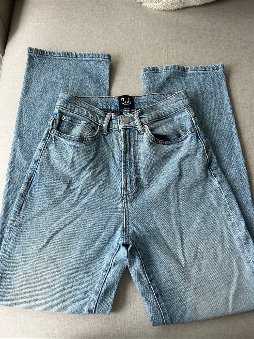 BDG Light Blue Stretch Cowboy Straight High Rise Jeans